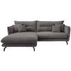 ECKSOFA in Cord Grau  - Schwarz/Grau, Modern, Textil/Metall (180/255cm) - Livetastic