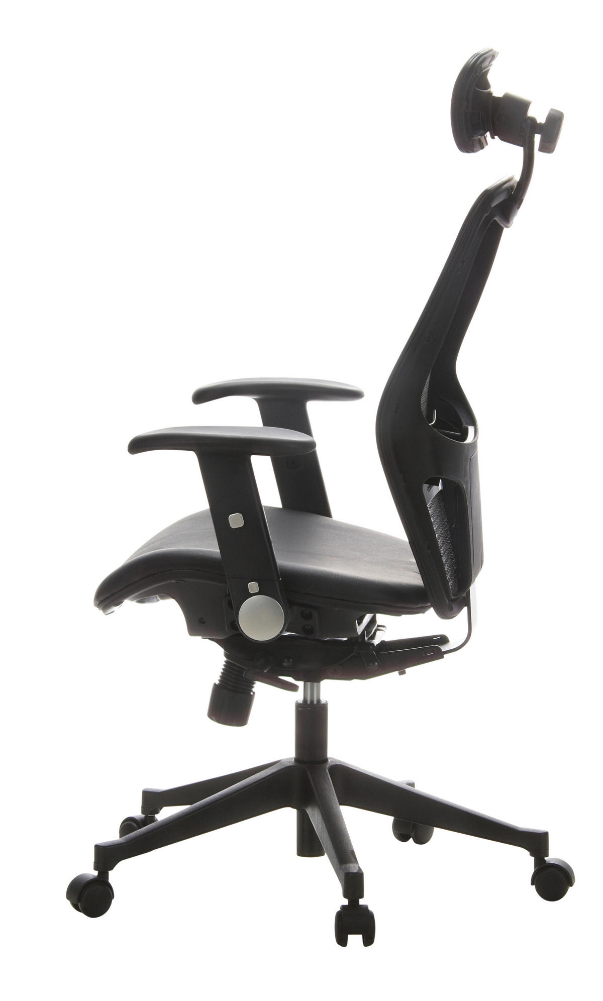 DREHSTUHL  in Netzbespannung Schwarz  - Schwarz, Basics, Leder/Kunststoff (59/117/48cm) - MID.YOU
