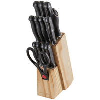 MESSERBLOCK 14-teilig  - Silberfarben/Kieferfarben, Trend, Holz/Metall (16/8,1/21,5cm) - Echtwerk