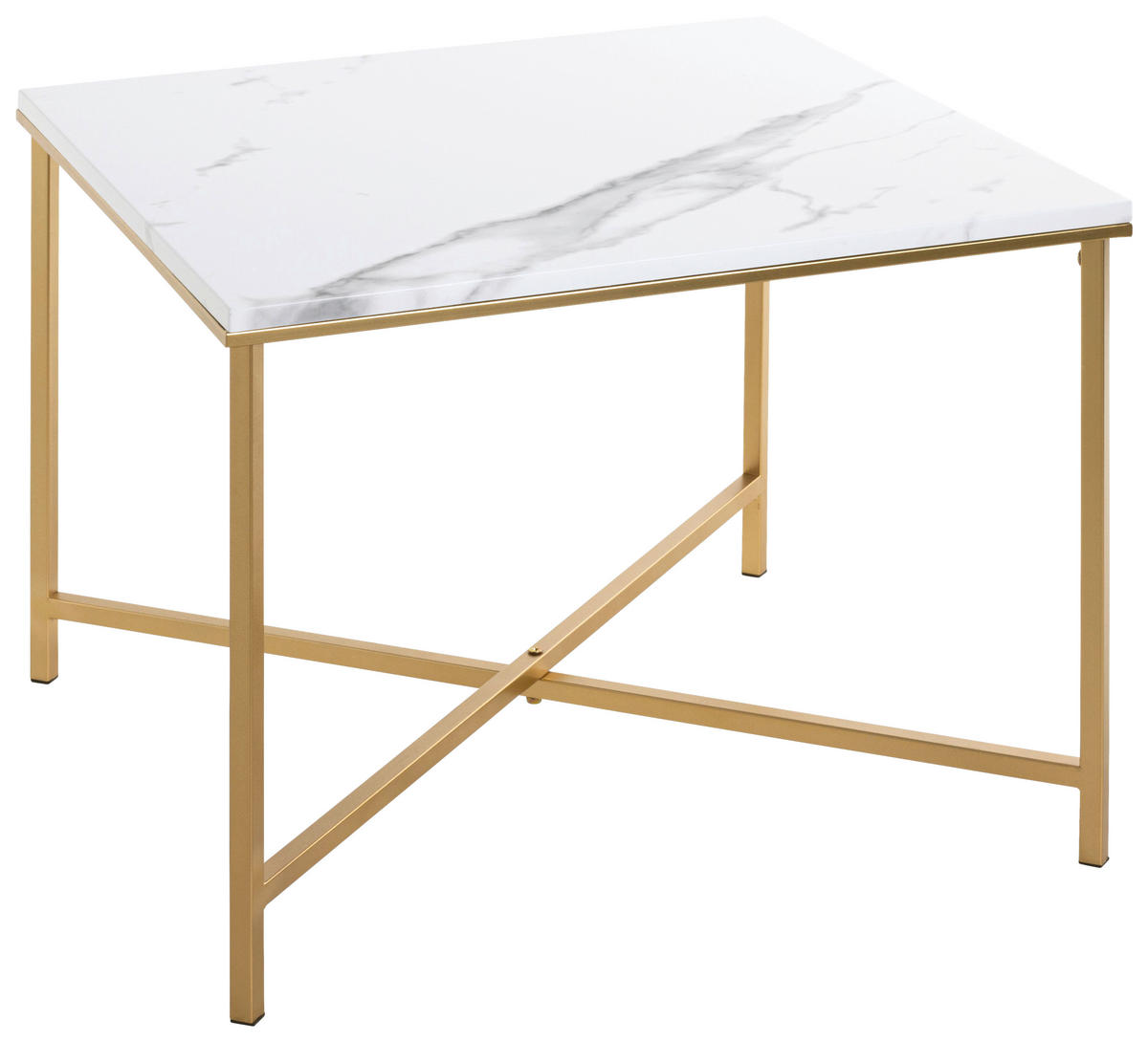 ODKLÁDACÍ STOLEK, bílá, barvy zlata - bílá/barvy zlata, Trend, kov/kompozitní dřevo (60/60/47cm)