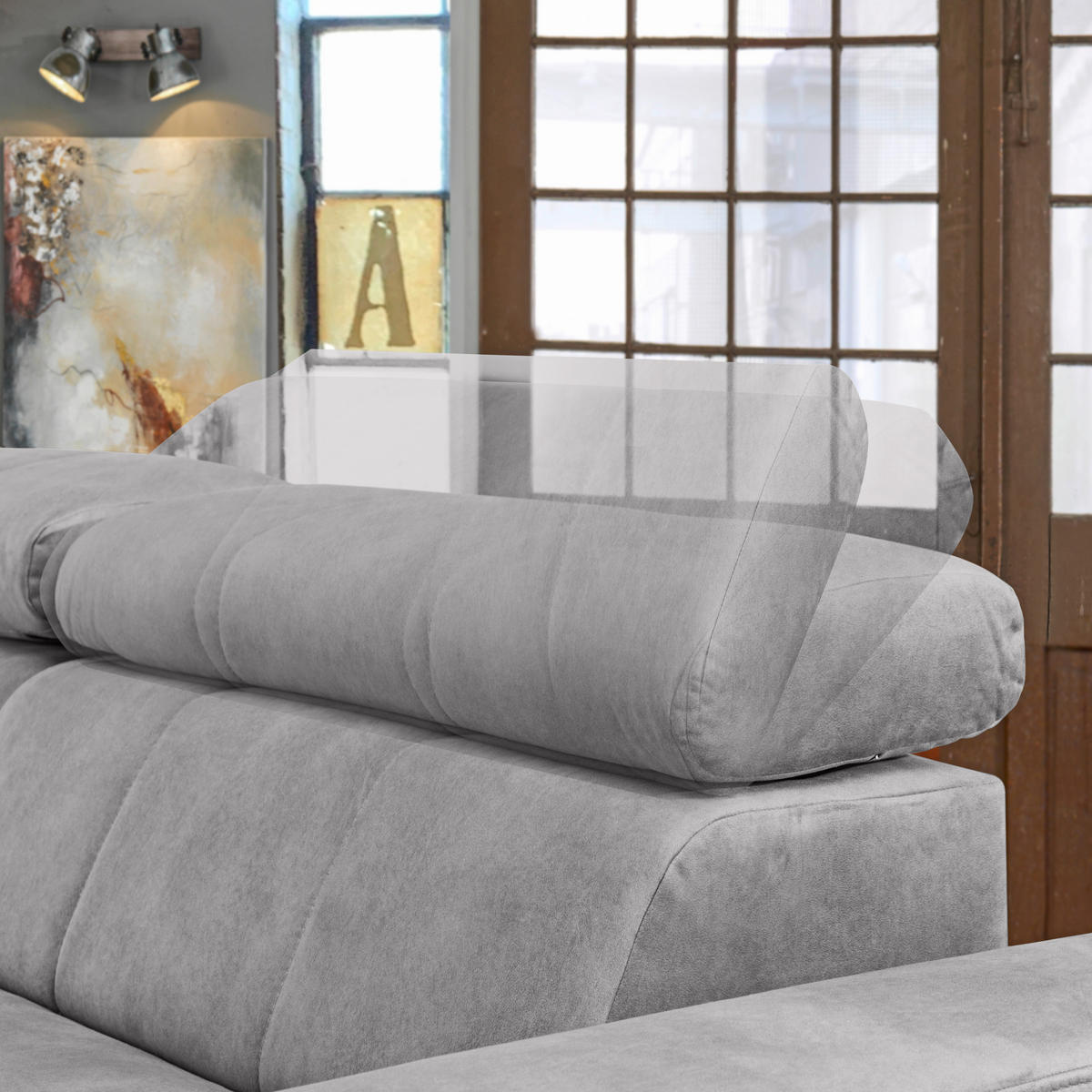 ECKSOFA in Velours Hellgrau  - Hellgrau/Schwarz, Design, Textil/Metall (181/267cm) - Carryhome
