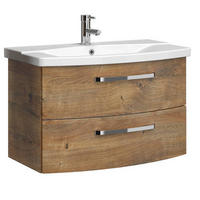 MOSDÓ ALSÓSZEKRÉNY 80/49,2/43 cm  - króm/tölgyfa, Basics, faalapú anyag (80/49,2/43cm) - Sadena