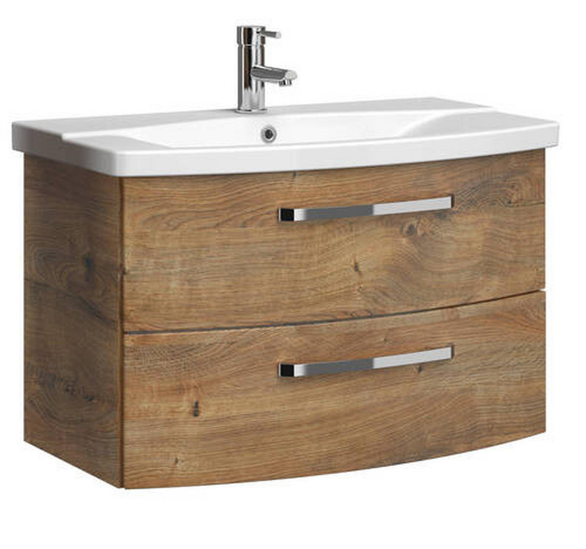 MOSDÓ ALSÓSZEKRÉNY 80/49,2/43 cm  - króm/tölgyfa, Basics, faalapú anyag (80/49,2/43cm) - Sadena