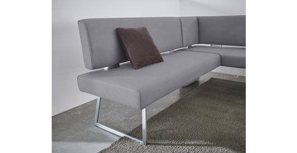 ECKBANK 196/137 cm  in Edelstahlfarben, Graublau  - Edelstahlfarben/Graublau, Design, Textil/Metall (196/137cm) - Dieter Knoll