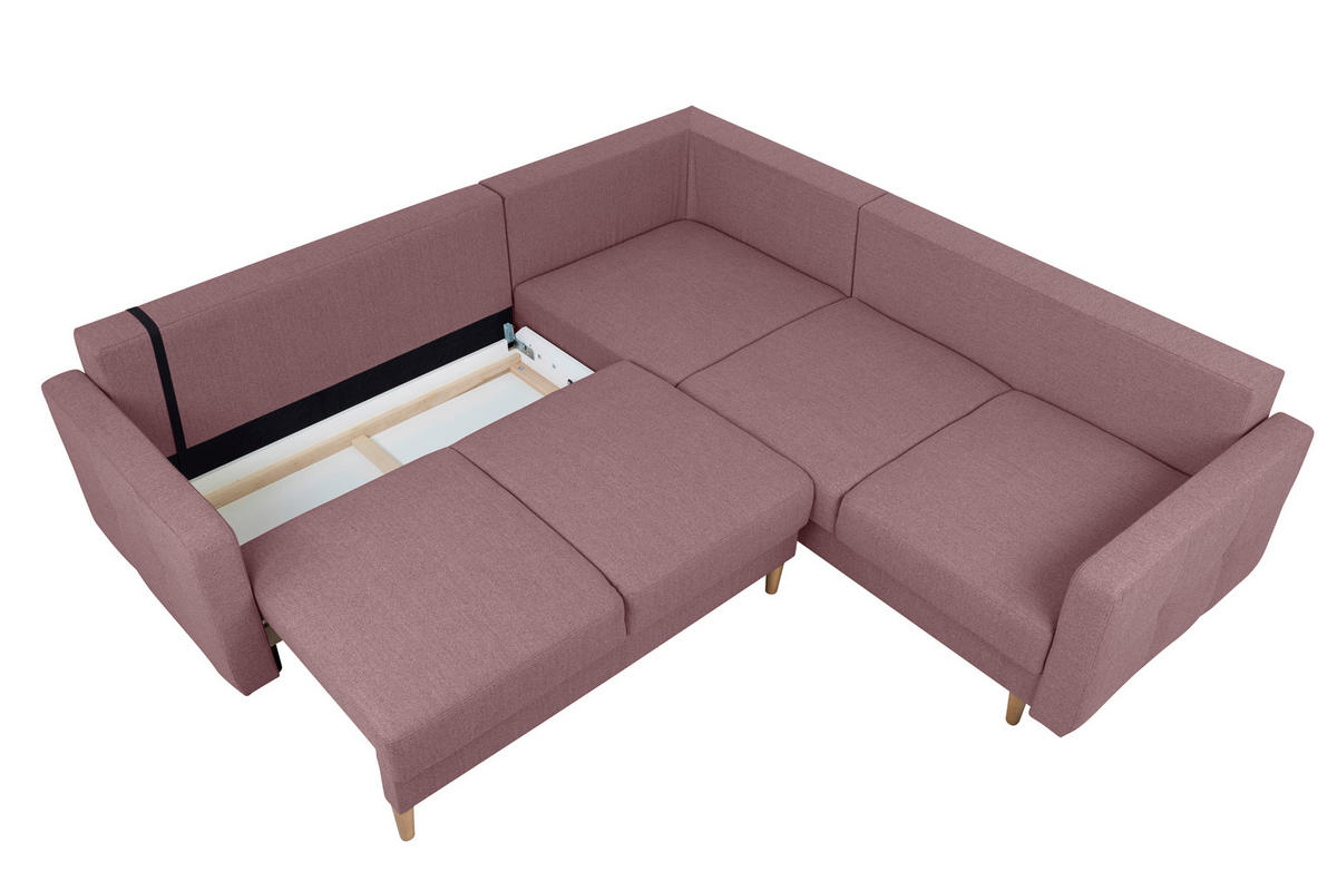 ECKSOFA in Beere  - Beere/Buchefarben, Design, Holz/Textil (242/242cm) - MID.YOU