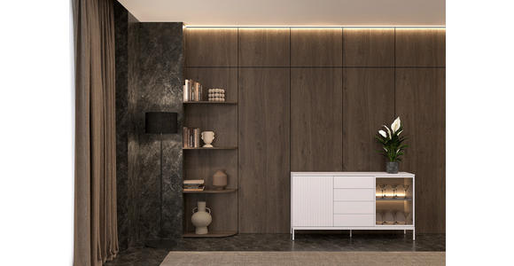 SIDEBOARD  153,6/83/38 cm 4 Schublade(n)  - Kaschmir, KONVENTIONELL, Glas/Holzwerkstoff (153,6/83/38cm) - Xora