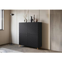 VISOKA KOMODA, črna  - zlate barve/črna, Trend, umetna masa/leseni material (120/130/39cm) - Livetastic