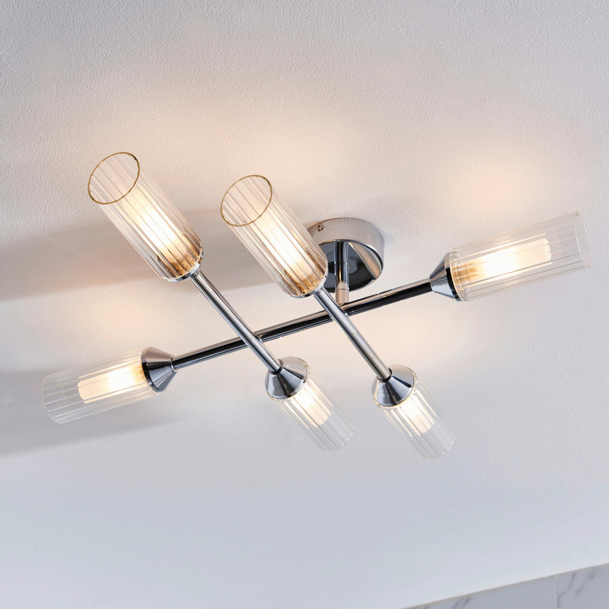 BADEZIMMER-DECKENLEUCHTE  67/12 cm    - Klar/Schwarz, KONVENTIONELL, Glas (67/12cm) - ENDON