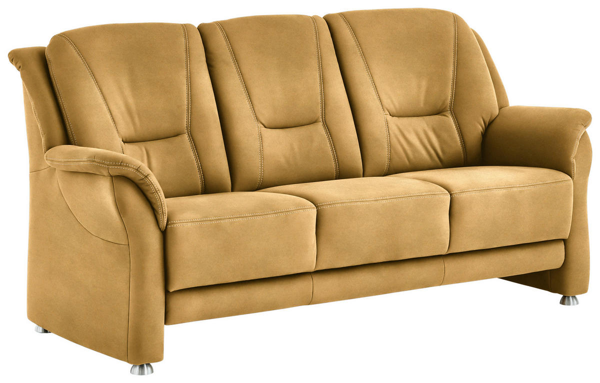 3-SITZER-SOFA in Mikrofaser Gelb  - Gelb/Beige, Konventionell, Textil/Metall (198/100/89cm) - Beldomo Comfort