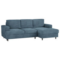 ECKSOFA Blau Cord, Velours  - Blau/Schwarz, Design, Holz/Textil (247/140cm) - MID.YOU