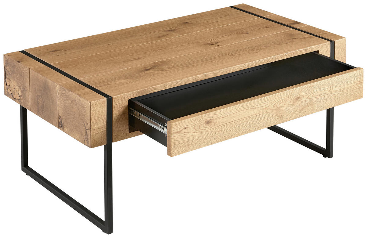 KONFERENČNÝ STOLÍK, čierna, farba duba, drevo, kov, kompozitné drevo, 110/59,4/45 cm - čierna/farba duba, Design, kov/drevo (110/59,4/45cm) - Carryhome