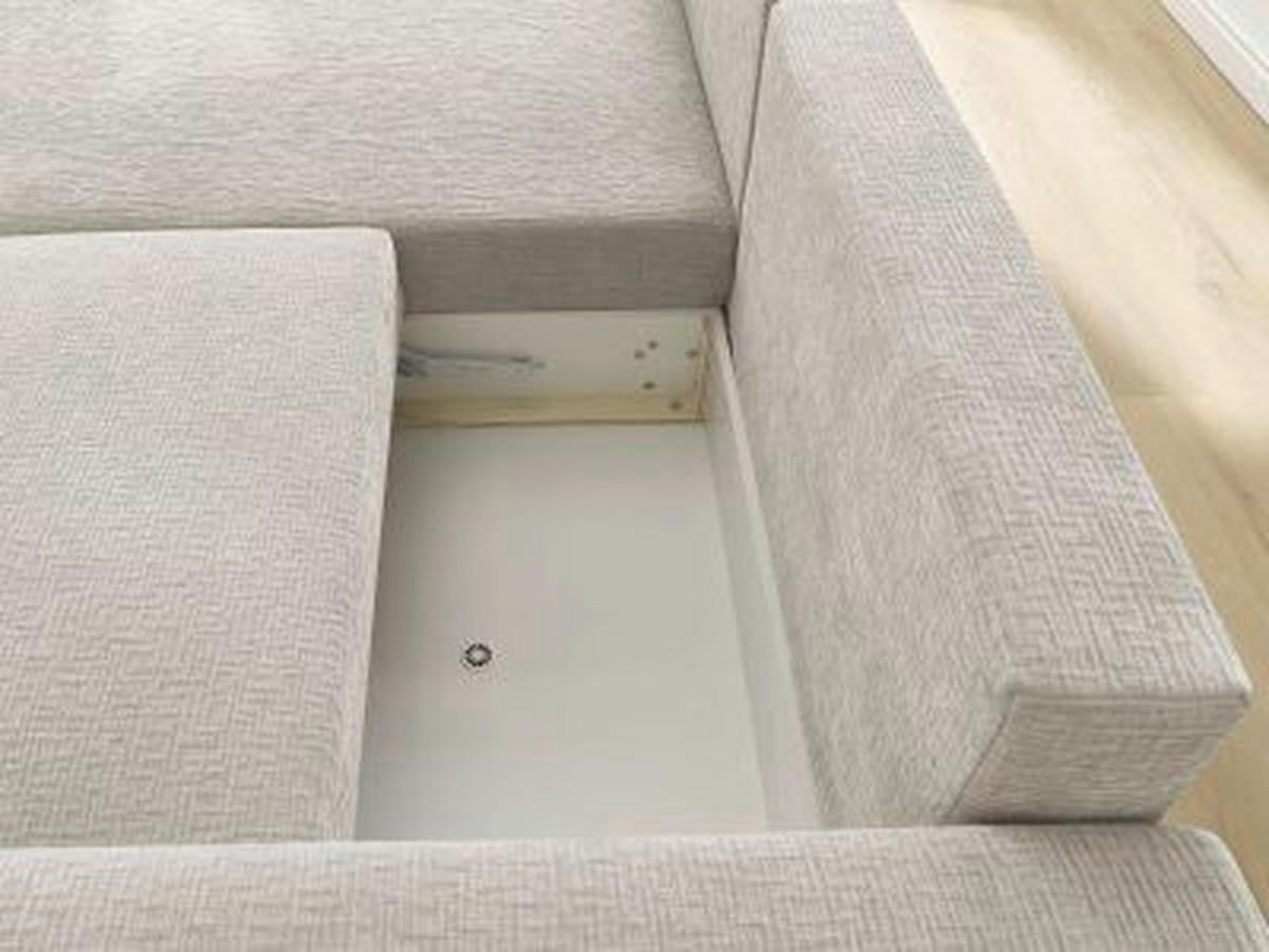ECKSOFA Ottomane links  ATILLA Beige Struktur  - Beige/Schwarz, MODERN, Kunststoff/Textil (149/244cm)