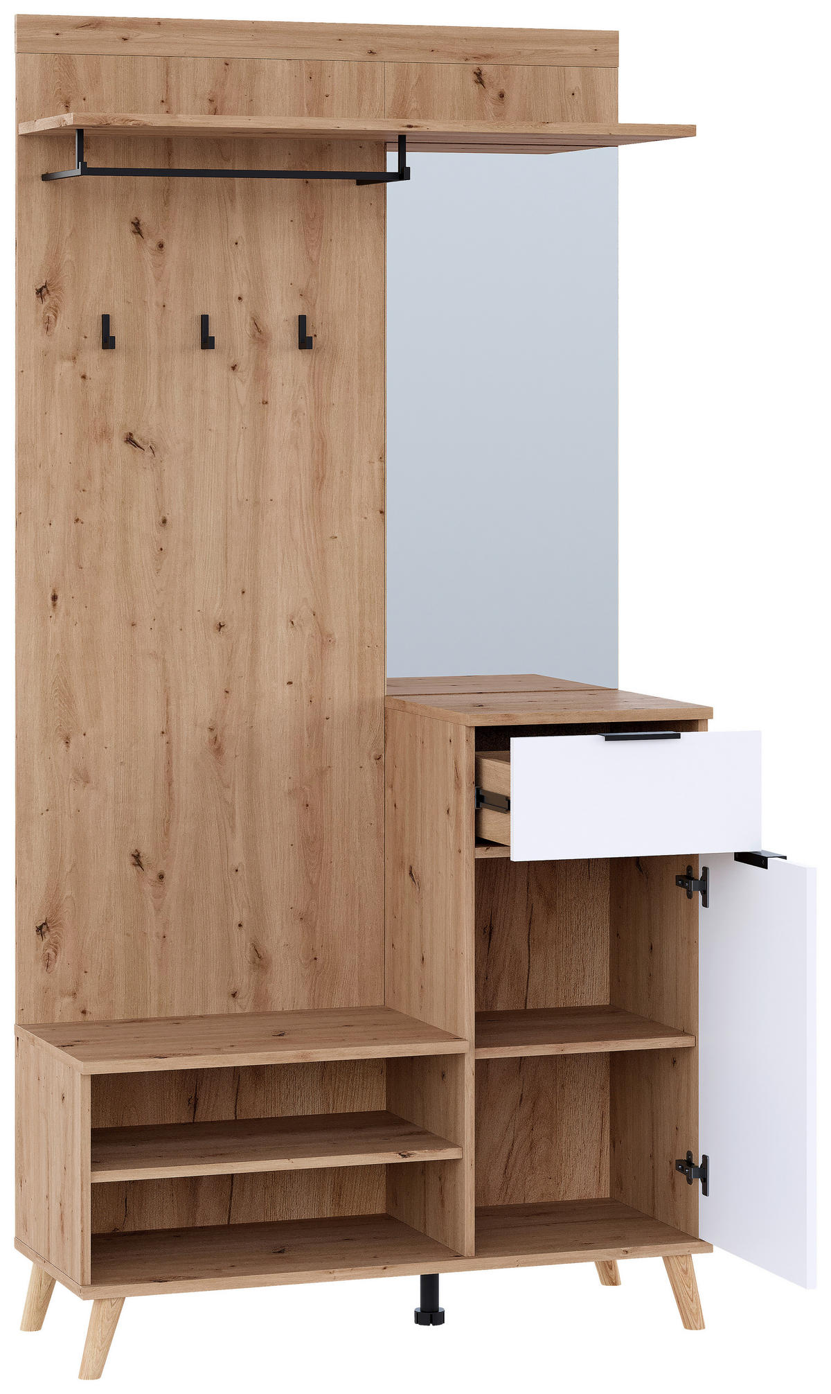 GARDEROBE  in 100/202/40 cm  - Weiß/Eiche Artisan, Design, Holzwerkstoff (100/202/40cm) - home24