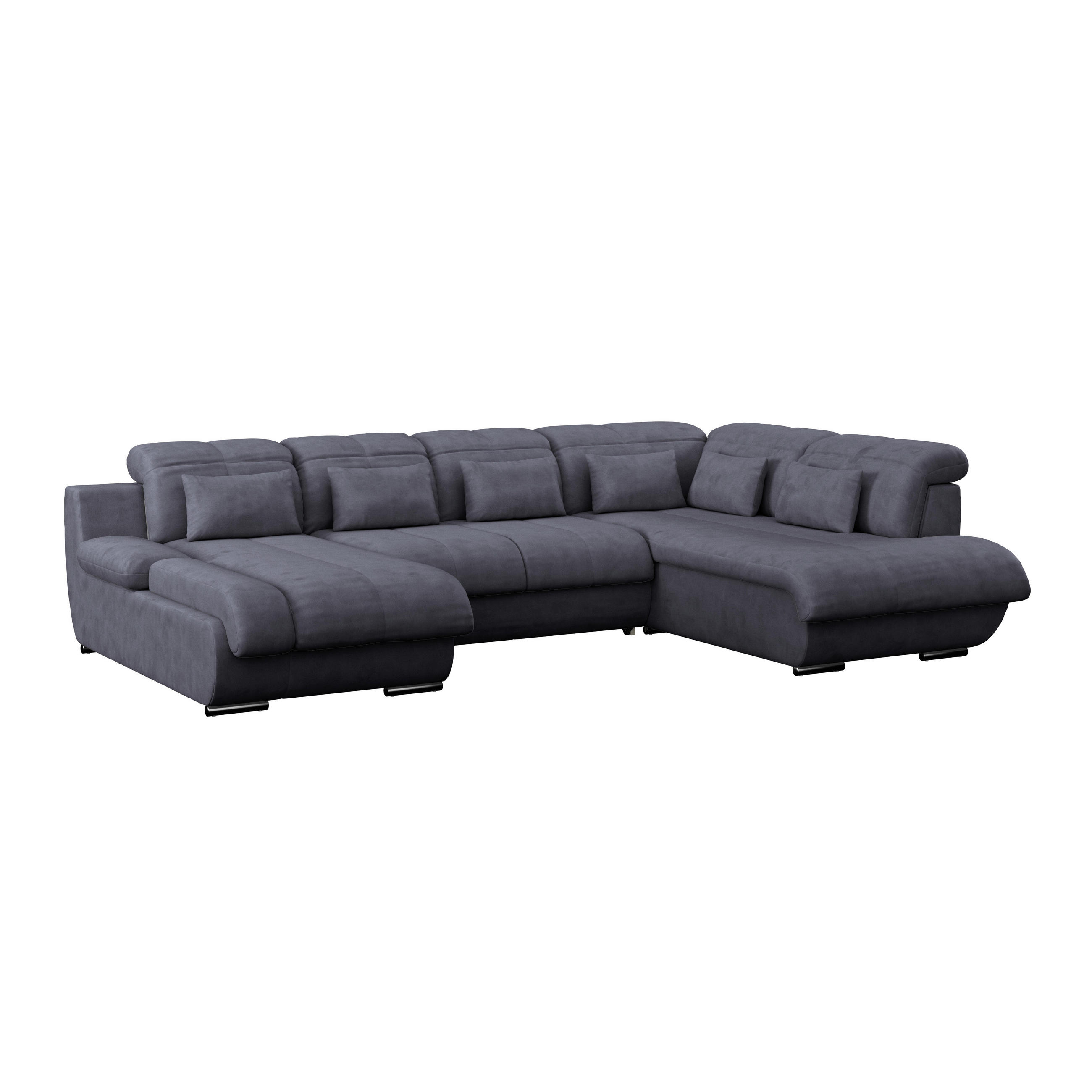 WOHNLANDSCHAFT Dunkelblau Mikrofaser  - Chromfarben/Dunkelgrau, MODERN, Textil/Metall (184/345/228cm) - MID.YOU