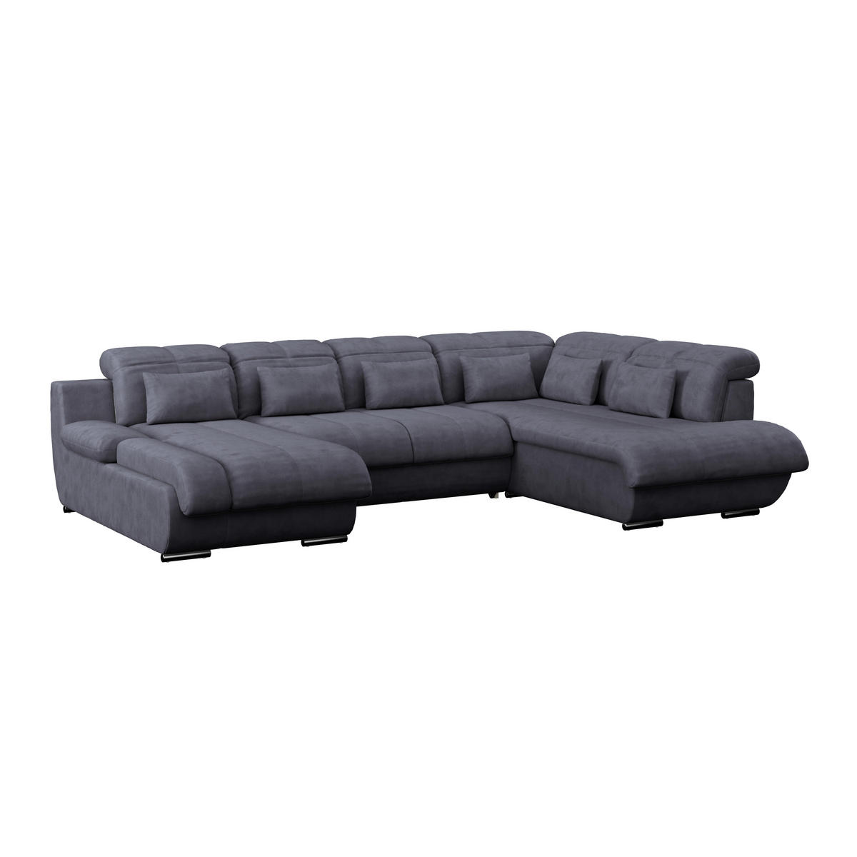 WOHNLANDSCHAFT in Mikrofaser Dunkelblau  - Chromfarben/Dunkelgrau, Modern, Textil/Metall (184/345/228cm) - MID.YOU