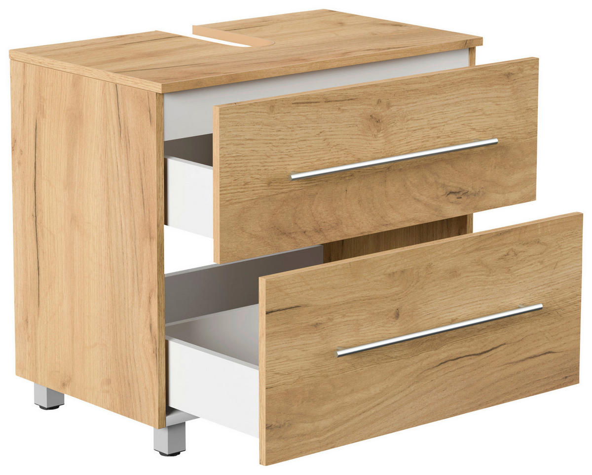 WASCHBECKENUNTERSCHRANK 70/63/41,6 cm  - Eichefarben/Silberfarben, MODERN, Holzwerkstoff/Metall (70/63/41,6cm) - MID.YOU