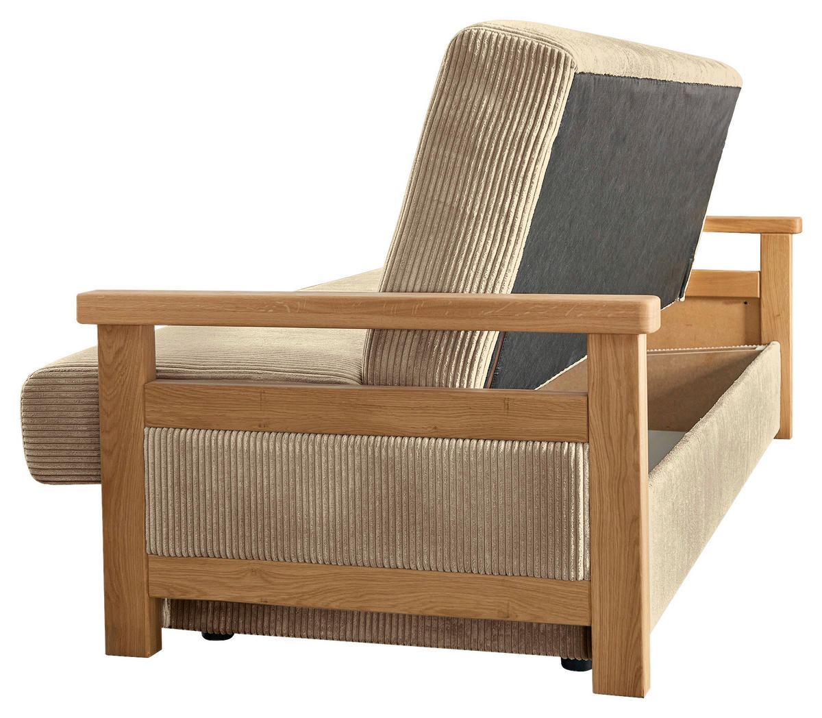 SCHLAFSOFA in Cord Hellbraun  - Hellbraun/Naturfarben, Design, Holz/Textil (220/90/90cm) - P & B