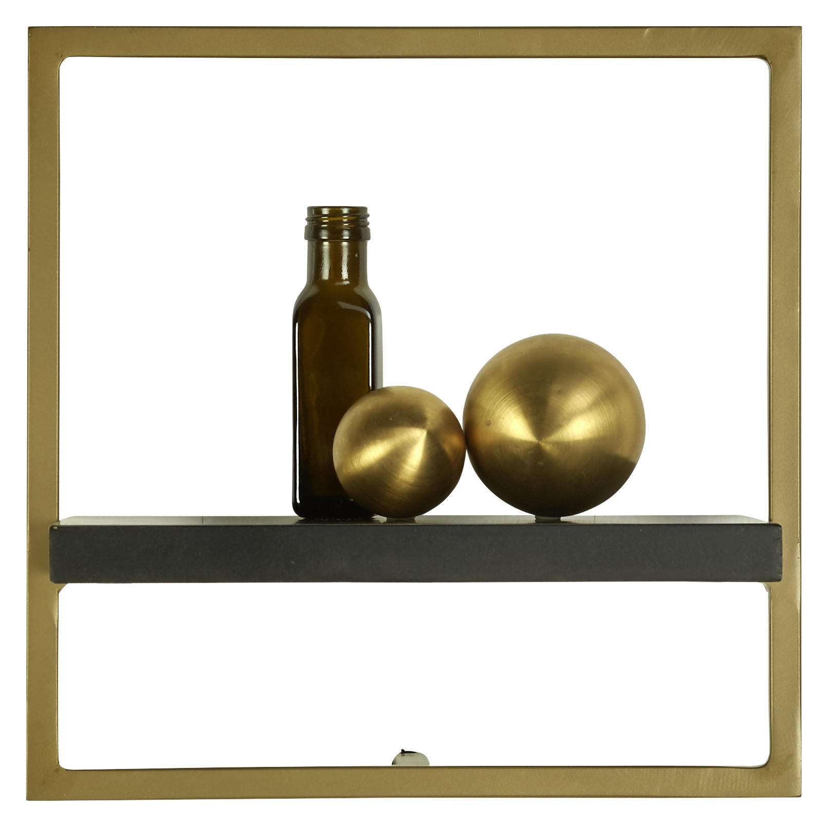 STENSKI REGAL 35/35/25 cm črna, zlata  - črna/zlata, Trend, kovina/les (35/35/25cm) - Carryhome