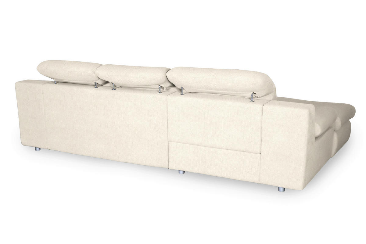 ECKSOFA in Chenille Creme  165/286 cm  - Chromfarben/Creme, Design, Textil/Metall (165/286cm) - Livetastic