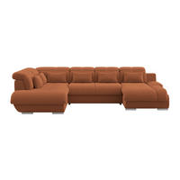 WOHNLANDSCHAFT MULTI Terracotta Chenille  - Chromfarben/Terracotta, MODERN, Textil/Metall (228/345/184cm) - Livetastic
