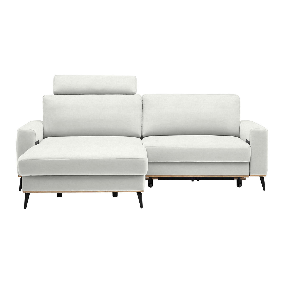 ECKSOFA Chenille Creme  - Creme/Schwarz, Konventionell, Holz/Textil (167/87/234cm) - MID.YOU