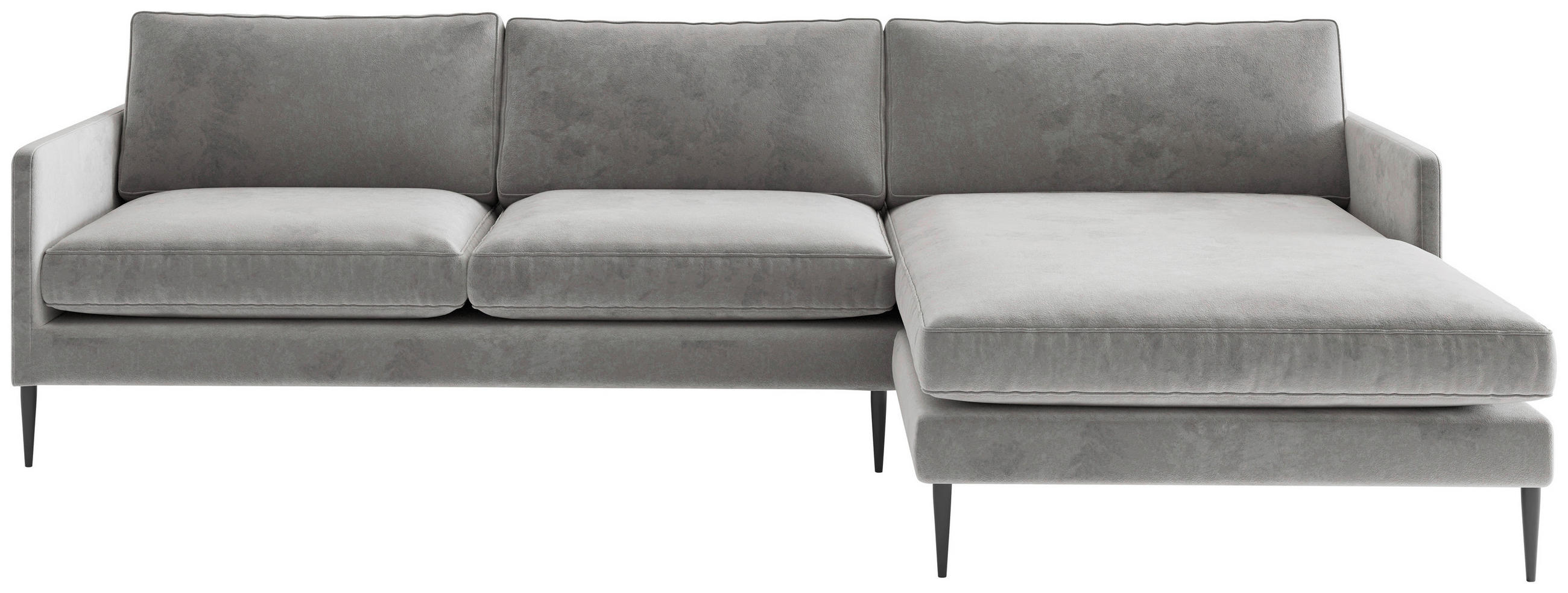 HÖRNSOFFA i sammet, velour ljusgrå  - ljusgrå, Design, metall/textil (277/154cm) - Livetastic