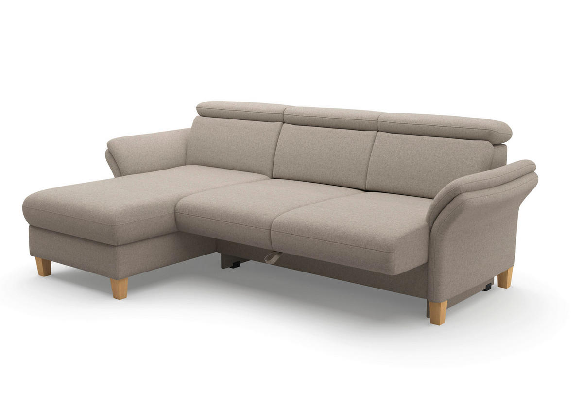 ECKSOFA in Flachgewebe Taupe  166/253 cm  - Taupe/Eichefarben, KONVENTIONELL, Holz/Textil (166/253cm) - Sit & More