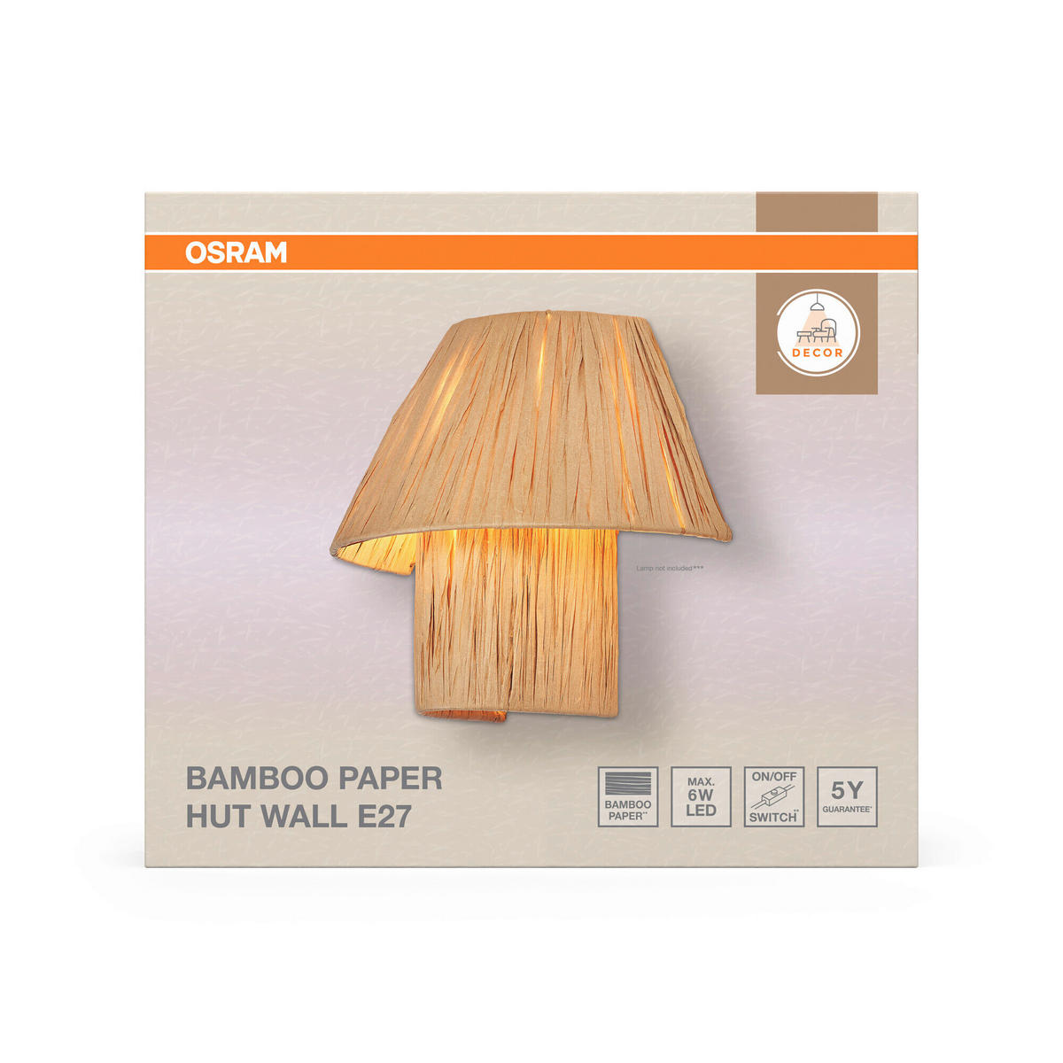 WANDLEUCHTE 28/14/23.8 cm   - Hellbraun, Natur, Naturmaterialien/Metall (28/14/23.8cm) - Osram