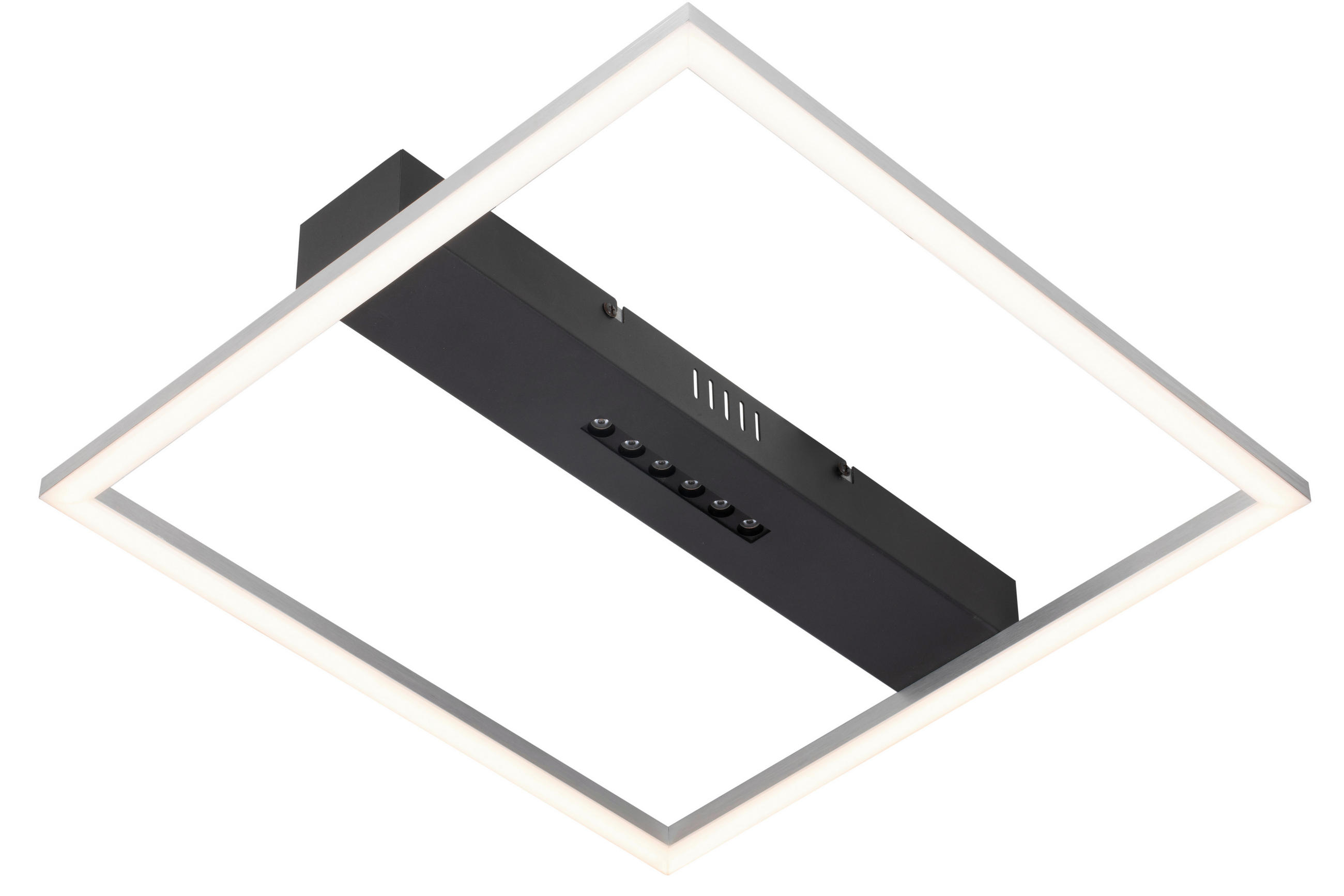 LED MENNYEZETI LÁMPA - fekete/alumínium színű, Basics, műanyag/fém (40/40/6cm) - Novel
