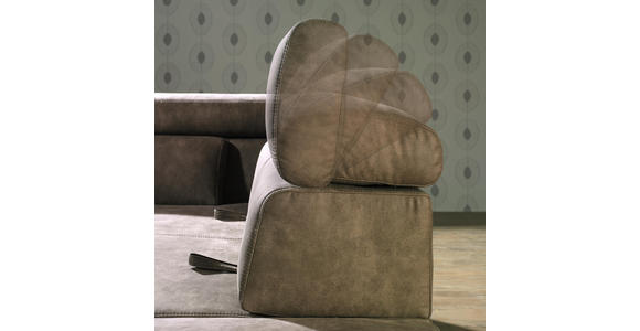 WOHNLANDSCHAFT in Textil Taupe - Taupe/Wengefarben, MODERN, Holz/Textil (263/229cm) - Hom`in
