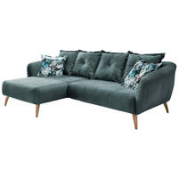 ECKSOFA  in Velours Blau, Multicolor  162/277 cm  - Blau/Buchefarben, MODERN, Holz/Textil (162/277cm) - Livetastic