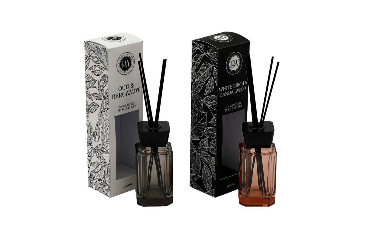 DIFUZÉR 200 ml - jantarové barvy/tmavě šedá, Basics, dřevo/sklo (200ml)