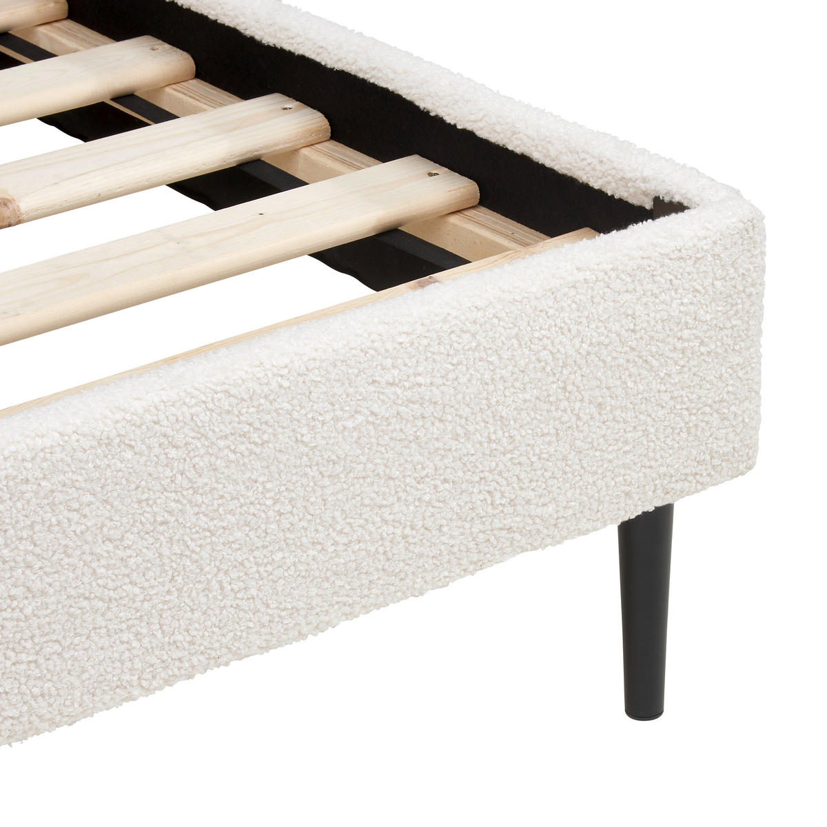 ČALÚNENÁ POSTEĽ, 180/200 cm, prírodná farba - čierna/prírodná farba, Modern, kov/drevo (180/200cm) - Livetastic