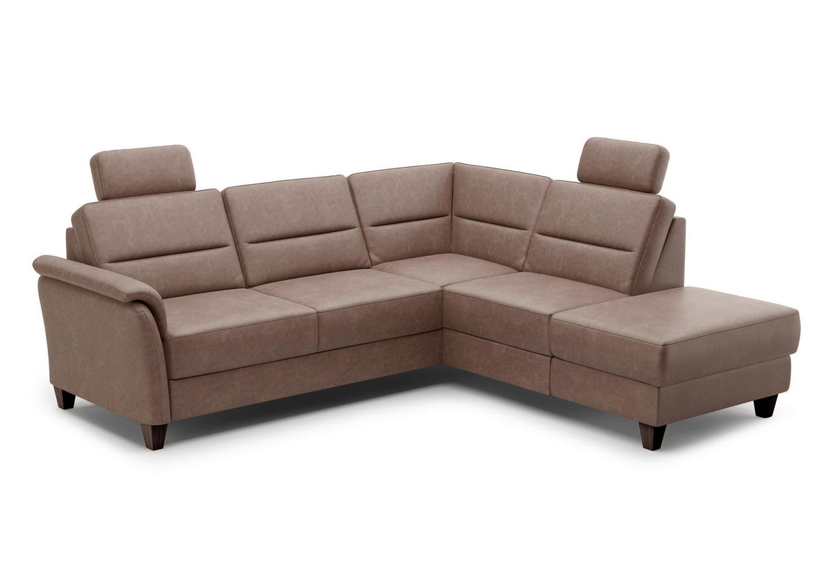 ECKSOFA in Mikrofaser Haselnussfarben  236/212 cm  - Wengefarben/Haselnussfarben, KONVENTIONELL, Holz/Textil (236/212cm) - Sit & More
