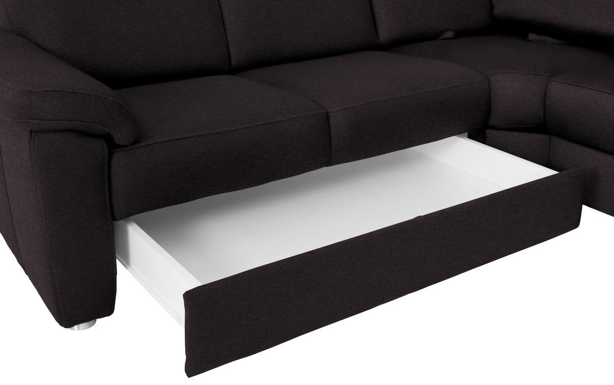 WOHNLANDSCHAFT in Flachgewebe Anthrazit  - Chromfarben/Anthrazit, KONVENTIONELL, Textil/Metall (240/336/163cm) - Beldomo System