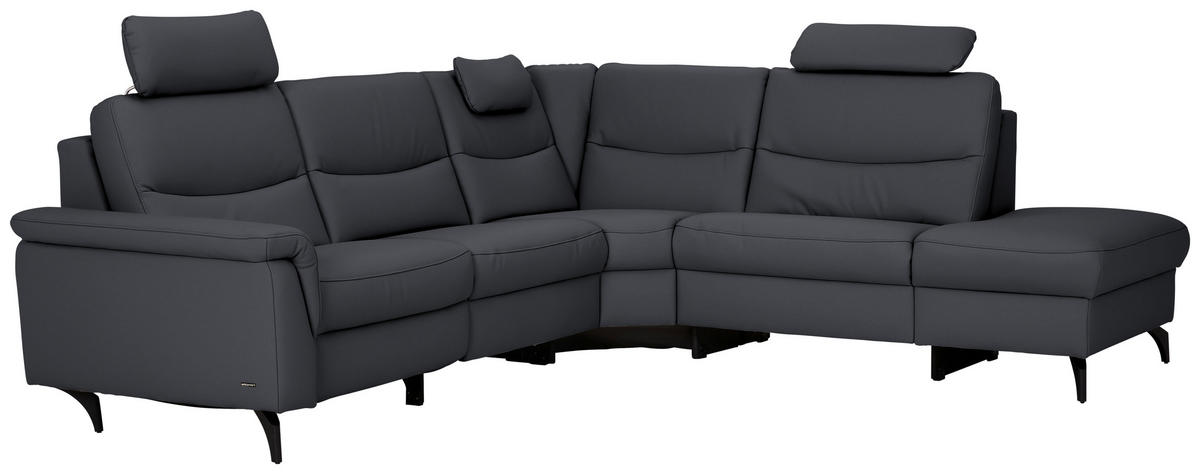 ECKSOFA  in Echtleder Dunkelblau  280/249 cm  - Anthrazit/Dunkelblau, Design, Leder/Metall (280/249cm) - Himolla Komfortklass