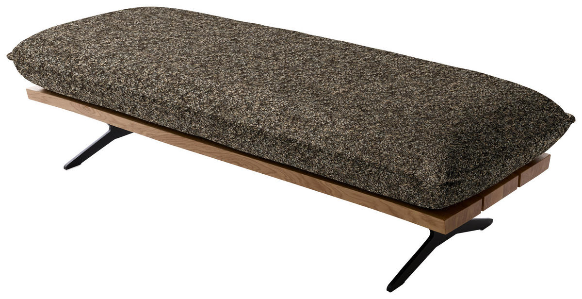 ECKSOFA Chenille, Flachgewebe Braun, Wildeiche  - Wildeiche/Schwarz, Design, Holz/Textil (284/161cm) - Koinor
