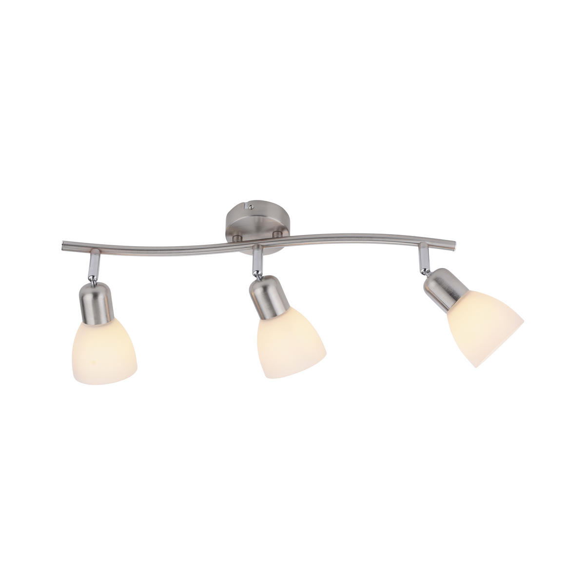 PLAFONJERA - boja aluminijuma/boja nikla, Osnovno, staklo/metal (68/22cm)