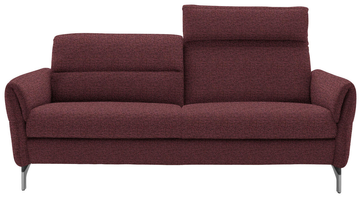2-SITZER-SOFA in Flachgewebe Weinrot  - Weinrot/Nickelfarben, Design, Textil/Metall (186/87/100cm) - Schöner Wohnen