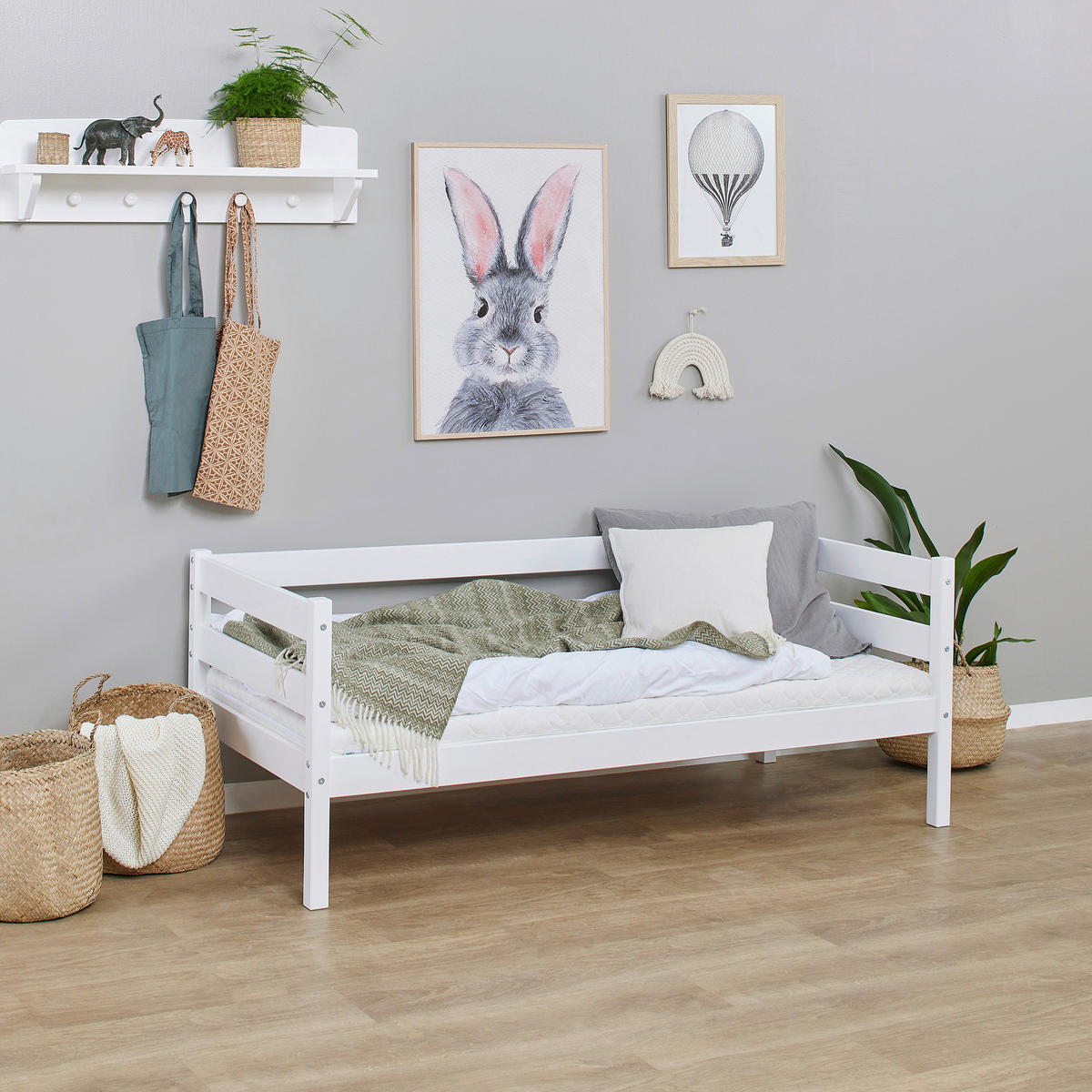 KINDER-/JUNIORBETT - Weiß/Kieferfarben, MODERN, Holz (70/160cm) - MID.YOU