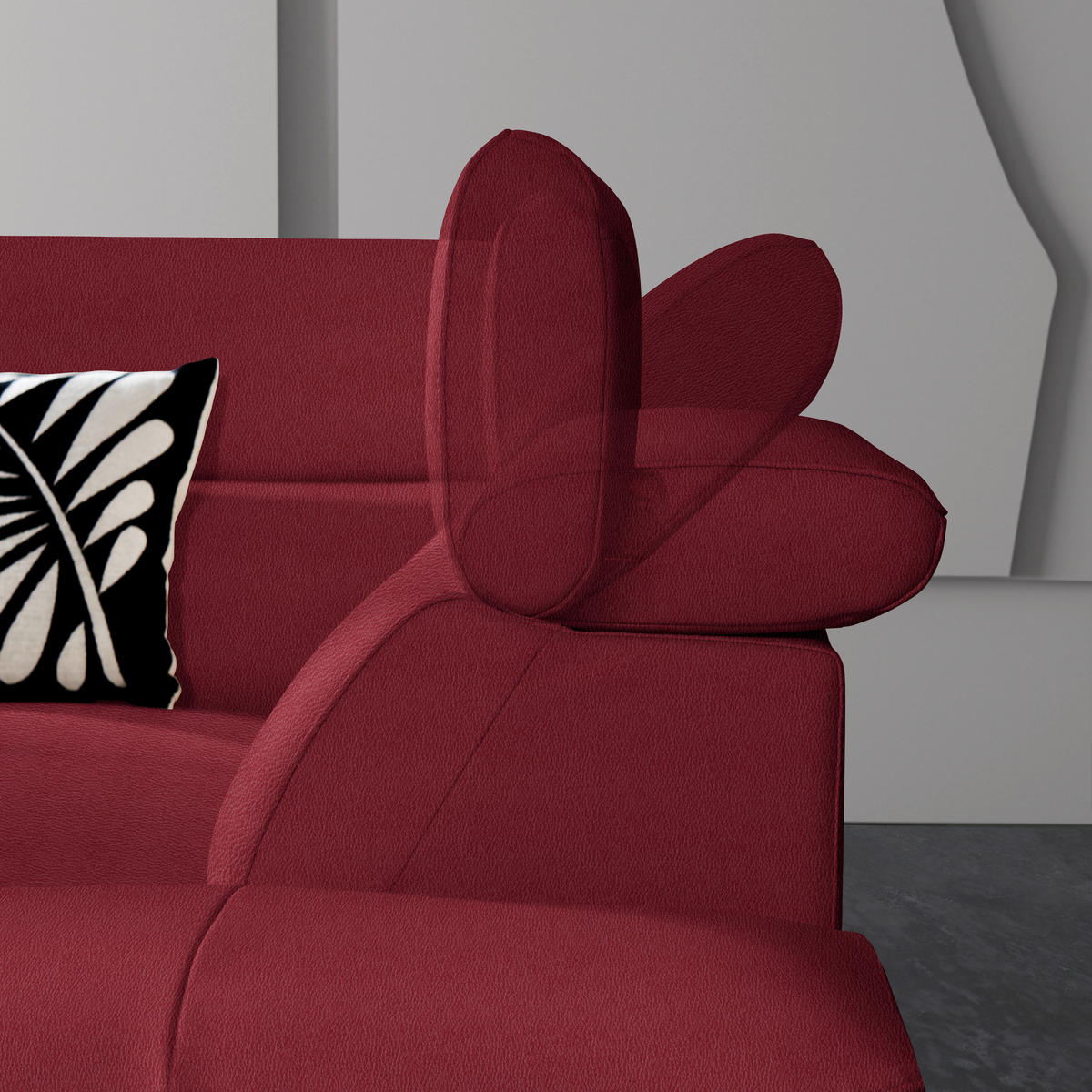 ECKSOFA Rot Echtleder  - Rot/Schwarz, Design, Leder/Metall (225/281cm) - Celina Home