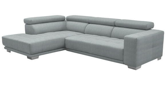 ECKSOFA in Mikrofaser Platinfarben  - Platinfarben/Chromfarben, Design, Textil/Metall (207/301cm) - Xora