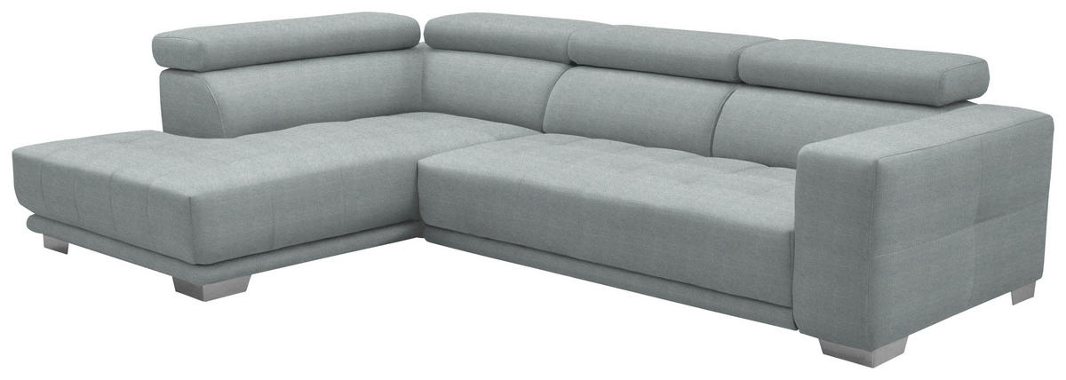 ECKSOFA in Mikrofaser Platinfarben  - Platinfarben/Chromfarben, Design, Textil/Metall (207/301cm) - Xora