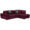 ECKSOFA in Webstoff Dunkelrot  - Chromfarben/Grau, Design, Kunststoff/Textil (276/212cm) - Carryhome