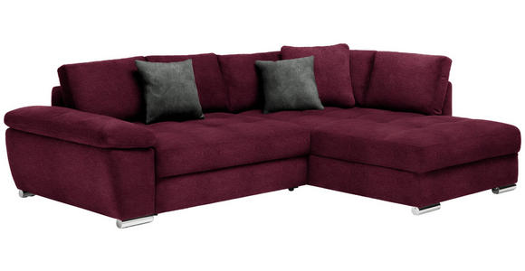 ECKSOFA in Webstoff Dunkelrot  - Chromfarben/Grau, Design, Kunststoff/Textil (276/212cm) - Carryhome