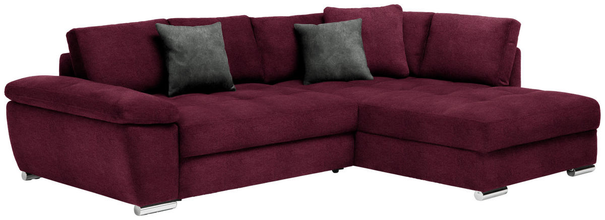 ECKSOFA in Webstoff Dunkelrot  276/212 cm  - Chromfarben/Grau, Design, Kunststoff/Textil (276/212cm) - Carryhome