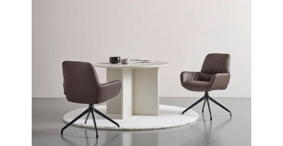 ARMLEHNSTUHL  Sitzfläche 360° drehbar, inklusive Armlehnen, automatische Rückholfunktion  Echtleder  - Schwarz/Braun, Design, Leder/Metall (64/89/65cm) - Dieter Knoll