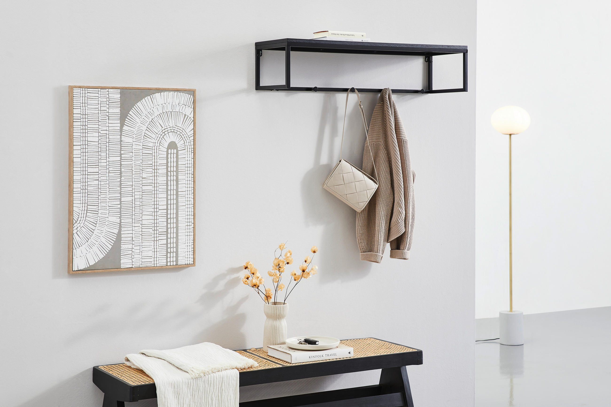 WANDGARDEROBE  in Schwarz  - Schwarz, Design, Holzwerkstoff/Metall (90/20/28cm) - MID.YOU