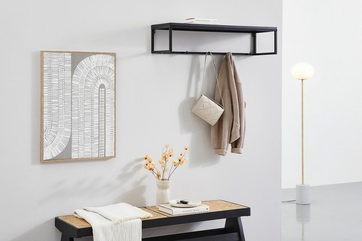 WANDGARDEROBE  in Schwarz  - Schwarz, Design, Holzwerkstoff/Metall (90/20/28cm) - MID.YOU