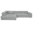 ECKSOFA  in Velours Hellgrau  213/317 cm  - Hellgrau/Schwarz, Design, Kunststoff/Textil (213/317cm) - Hom`in